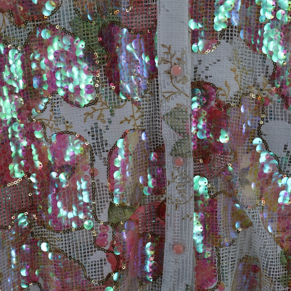 Berek Floral Mesh Sequined Top Womens XL White High-Low Maximalism $199 NWT - Picture 12 of 16